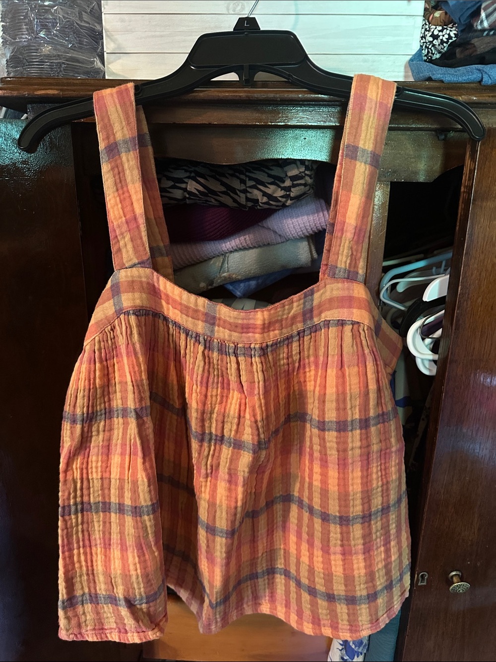 UpWest Orange Plaid Cotton Tank Top